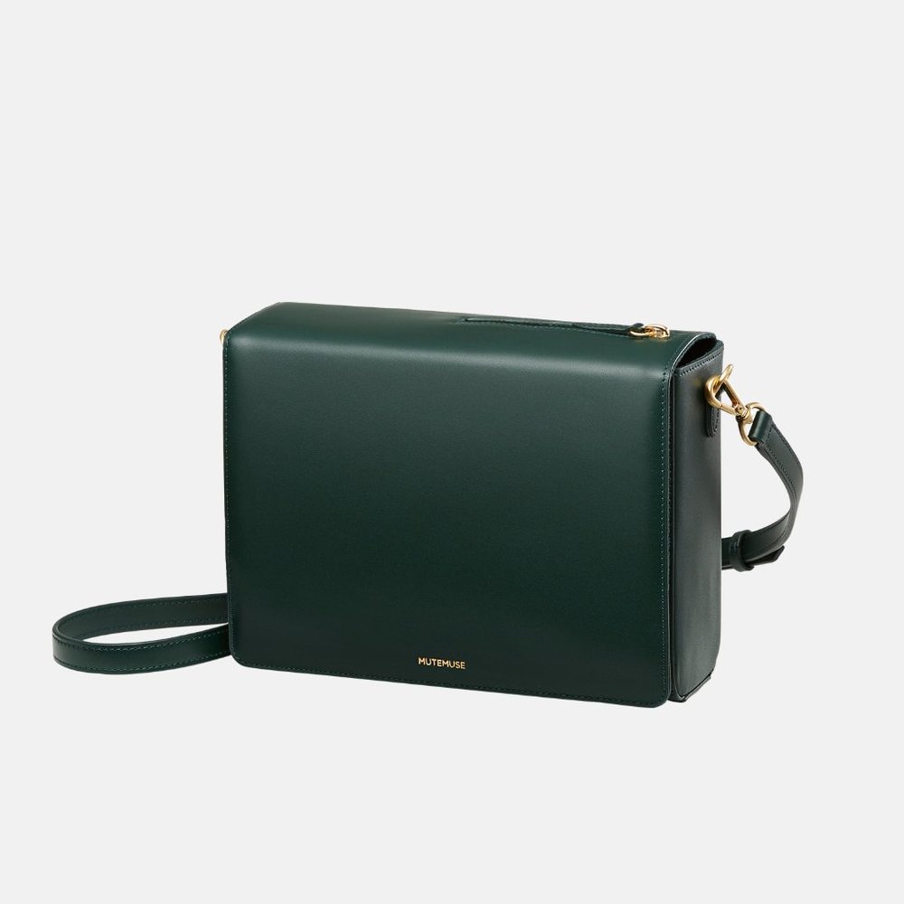 MuteMuse Amuse Bag in Sorbone Green Leather with Suede lining